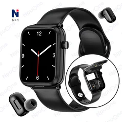 Smart watch fitness health heart rate Wireless 2 in 1 earbuds bracelet sport modes music earphone smart watch