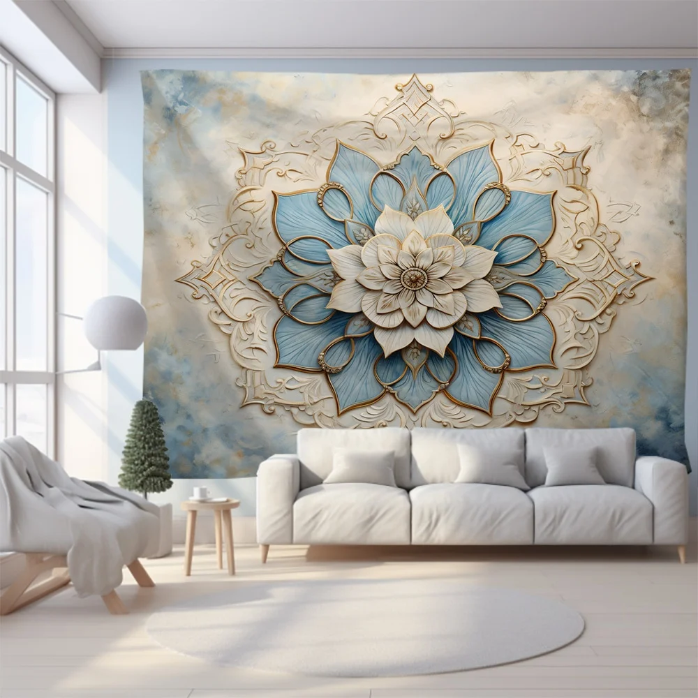 New collection hot sale printing decorative 3d psychodelic mandala tapestry