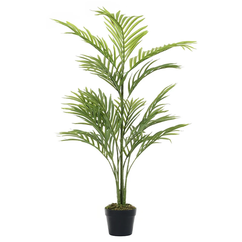125cm Green Simulation Landscape Silk Plam Plant Potted Plastic Artificial Kwai Areca Palm Tree Paradise Palm Tree
