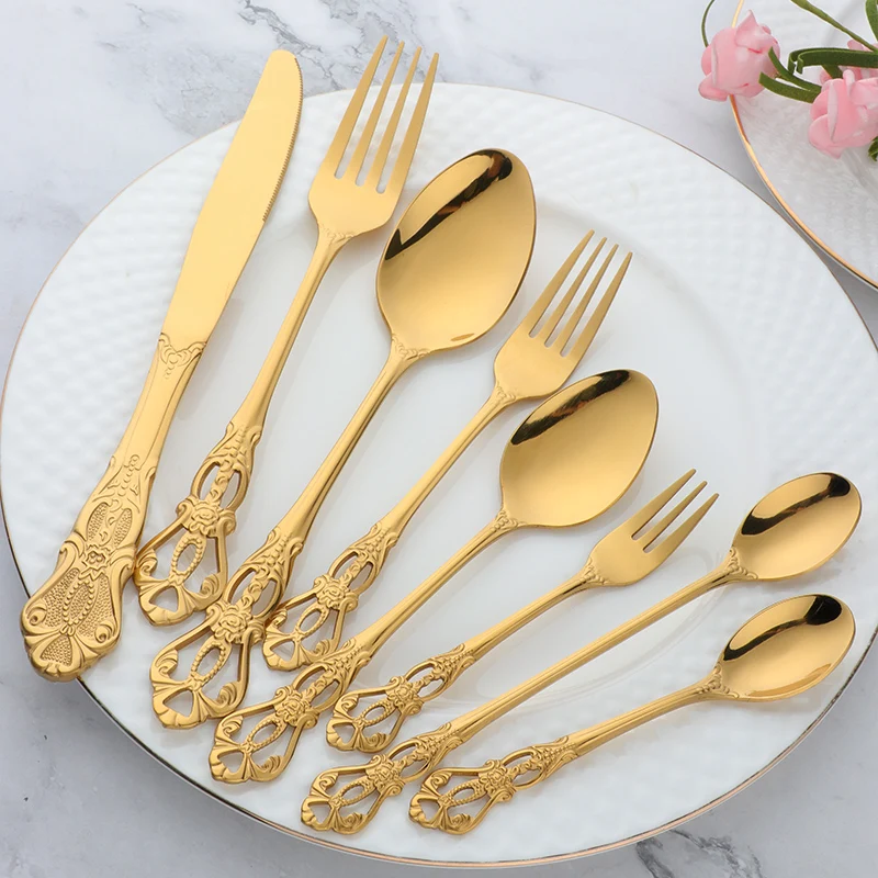 Royal Doulton European Style Stainless Steel Cutlery  Eco Friendly Flatware  Set Wholesale  8pcs Fork Spoon Knife Set
