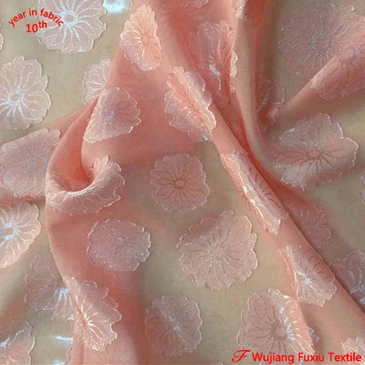 Fashion Design  Polyester Chiffon Fresh Cut Flower Chiffon Fabric for Lady Dress