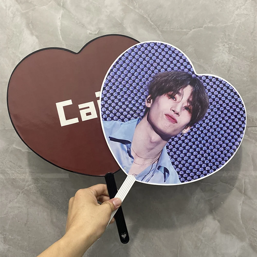 Fashion Custom kpop Double printed side Big size plastic transparent Circular Picket kpop hand fan for Idol Collection