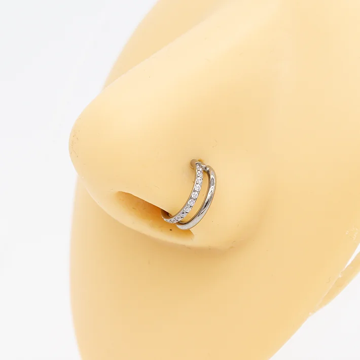 Piercing Jewelry Surgical Stainless Steel Titanium Nose Septum Hoop Rings Captive Beaded Double Sided