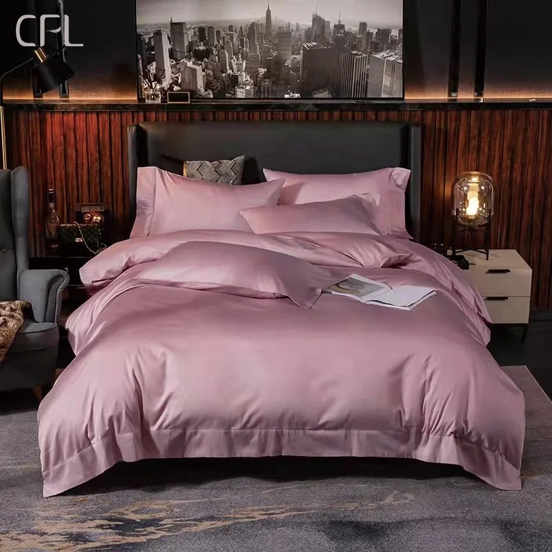 CFL Luxury Satin Cotton Sheet Hotel Bedding Set Flat Bedspread