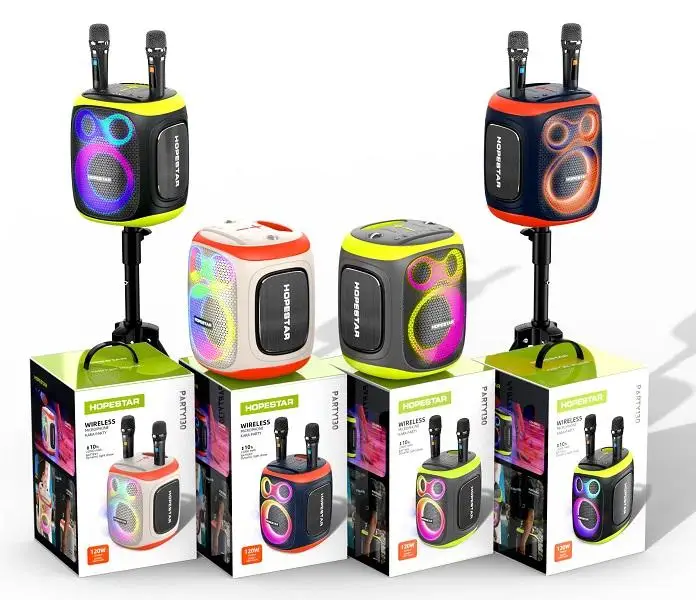 Hopestars Party130 Party One Karoke Speaker With Mic 120W Output Power Portable Subwoofer Waterproof Sound System Caixa De Som