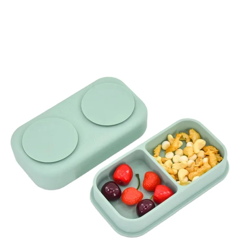 BPA Free Food Grade Silicone Compartment Containers Bento Baby Lunch Box Container With Suction
