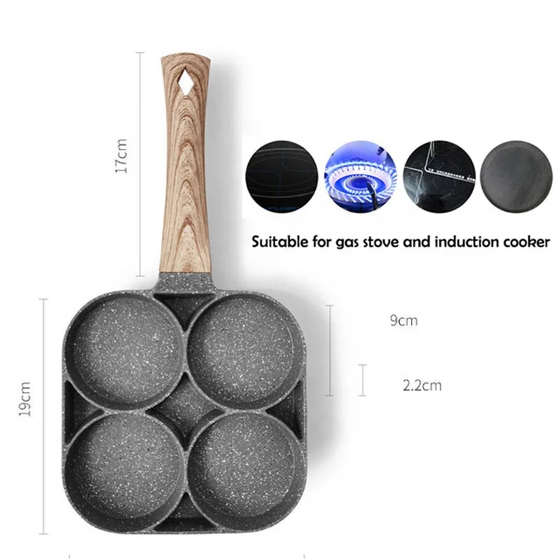 Four-hole Frying Pot Pan Thickened Omelet Pan Non-stick Egg Pancake Steak Pan