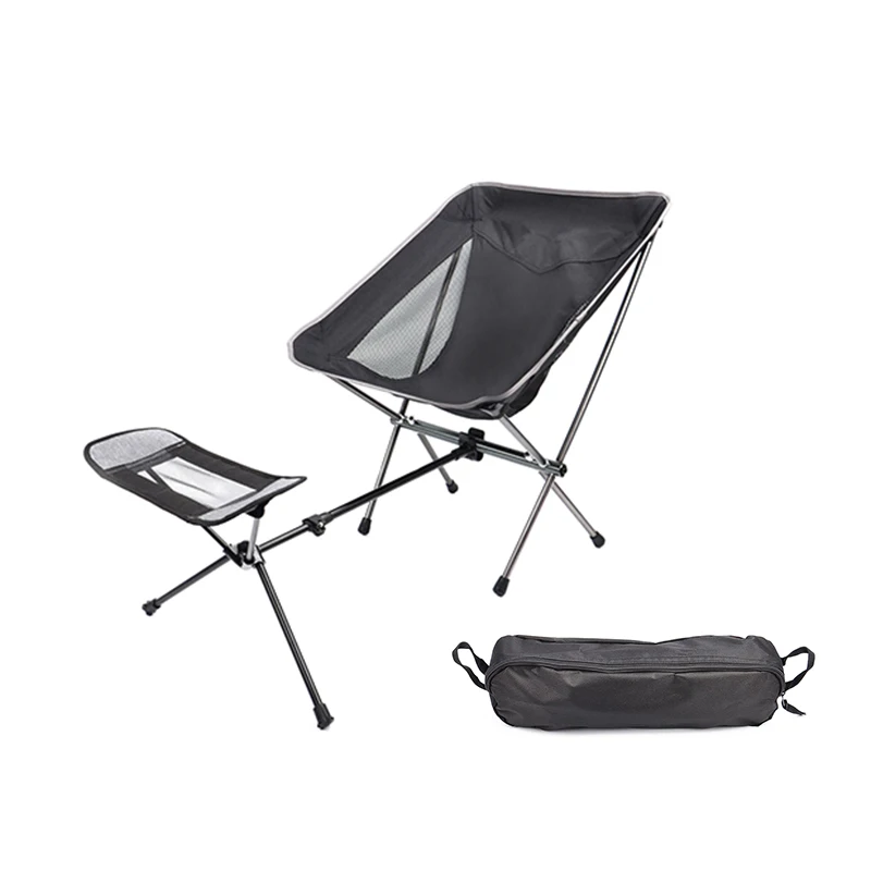 Folding Portable Lightweight 900D Oxford Cloth Small Camping Moon Chair With Footrest