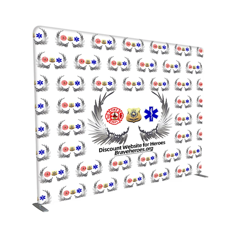 China manufacturers custom 8ft 10ft 8x8 10x10 tension fabric tradeshow backdrop display step and repeat banner stand