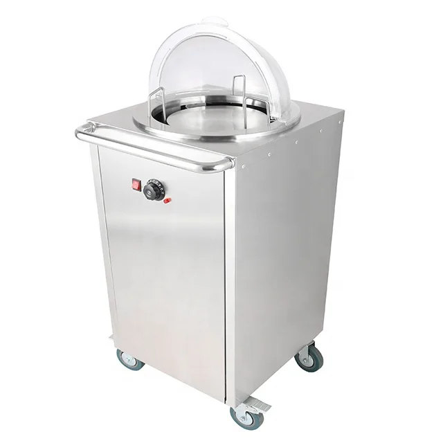 Kitchen Equipment Stainless Steel Heated Dish Dispenser Plate Dispenser Plate Warmer Cart