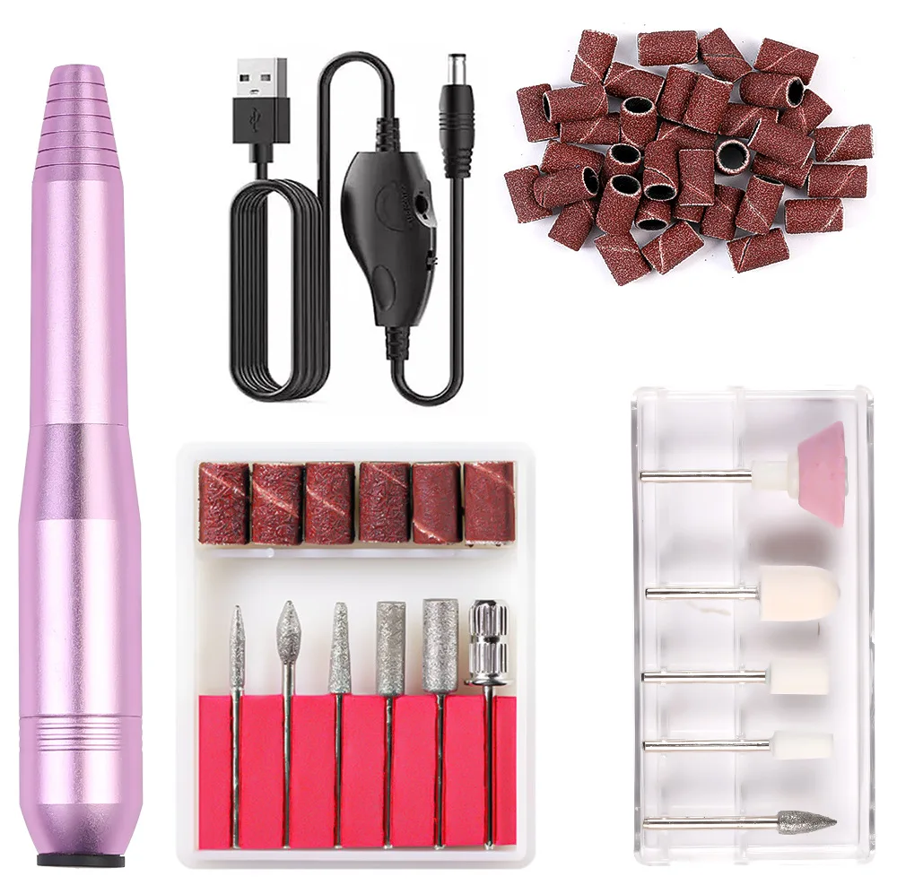 Portable Electric Nail File Polishing Tool Manicure Home Salon Electric USB Electric Drill Machine Set