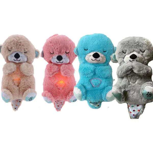 Stock breathing teddy bear super soft multi colors plush otter toy 30cm breathing otter sleeping otter