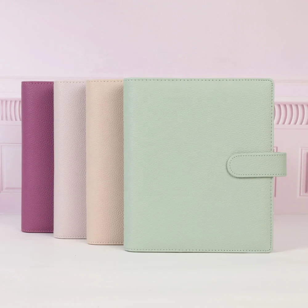 Hongbo Best Selling 21-Color Embossed Pebble Leather A5 Agenda Planner Budget Ring Binder Loose-leaf Paper Diary as Xmas Gift