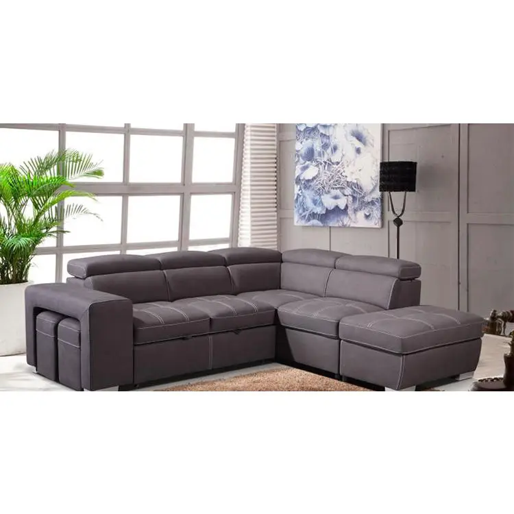 High Quality Corner Sofa Cum Bed Living Room Apartment Pull Out Sofa Bed With Storage Ottoman