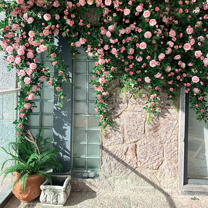 Decoration Centerpiece Artificial Rose Flower Rattan Artificial Fabric Flower Wedding Hanging