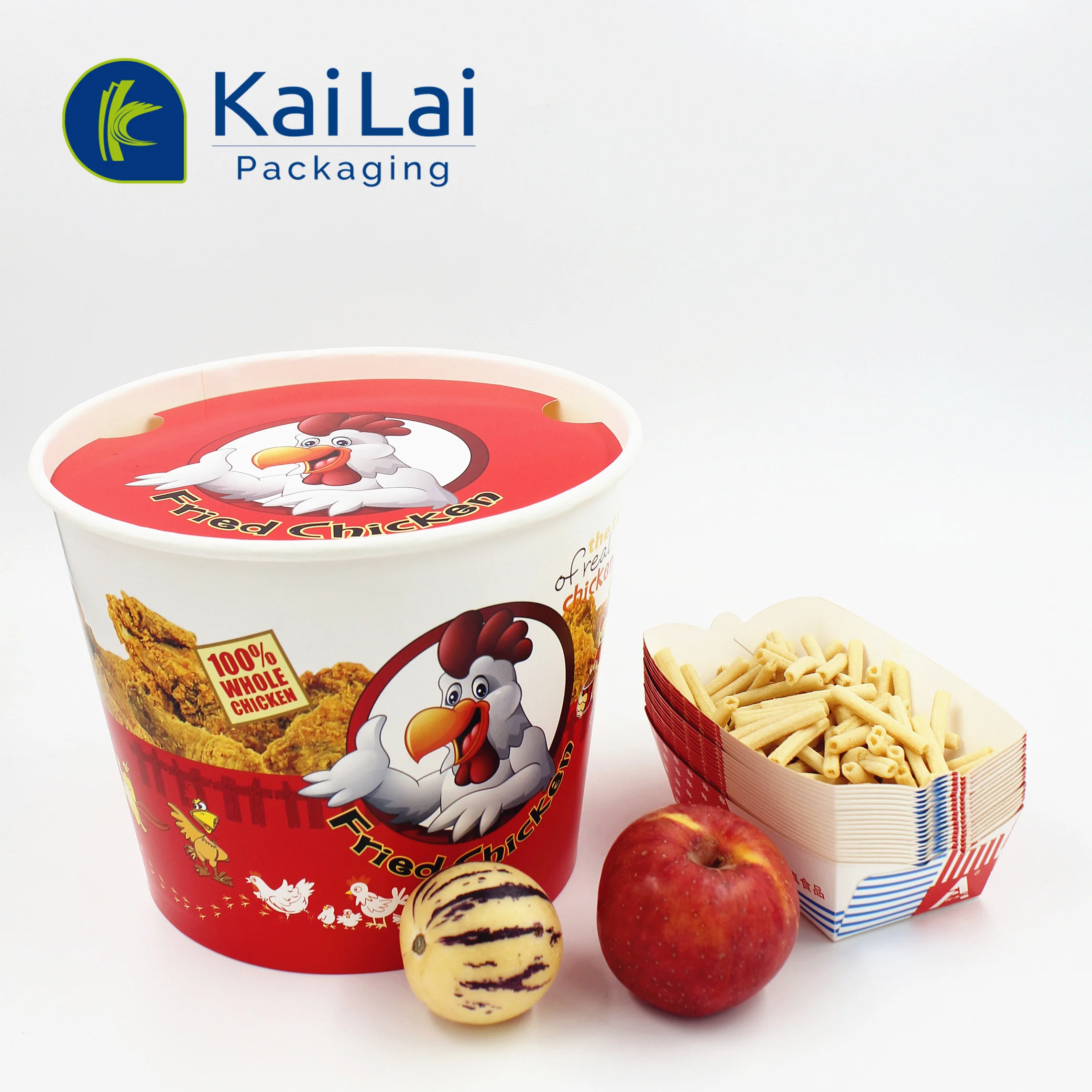 Restaurant supply disposable fast food packaging kraft paper bucket for fried chicken