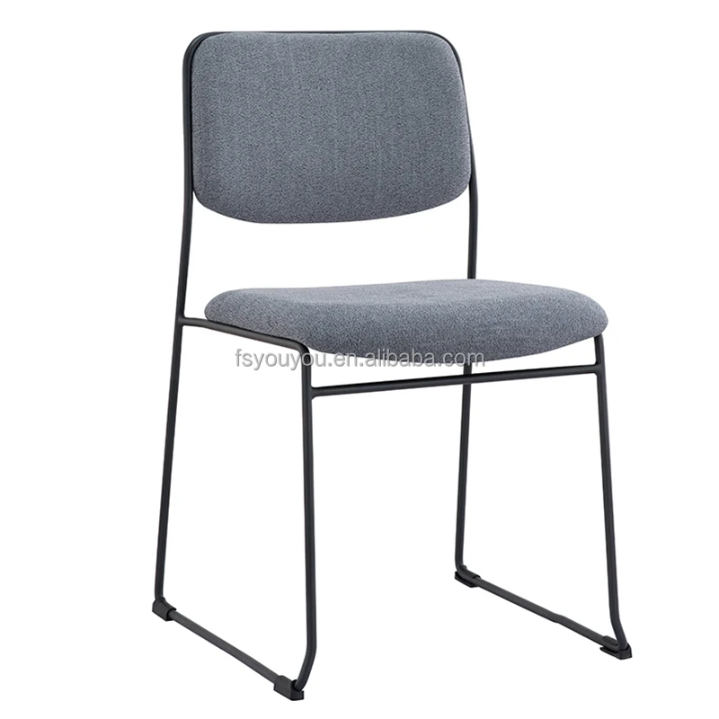 Best selling 12 mm Black Solid Steel Frame Fabric Stacking Chairs Meeting room Guest Chairs Visitor Conference Office Chairs