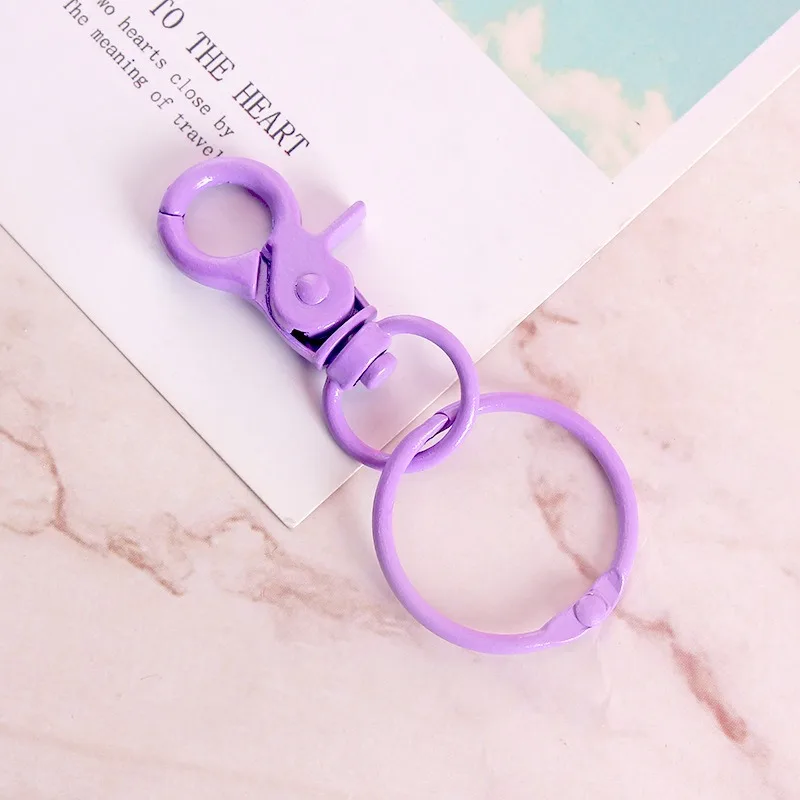Popular Candy Color Metal Lobster Claw Clasp KeyRing Spray Painted Metal Dog Buckle Key Chain Pendant Key Chain Ring Accessories