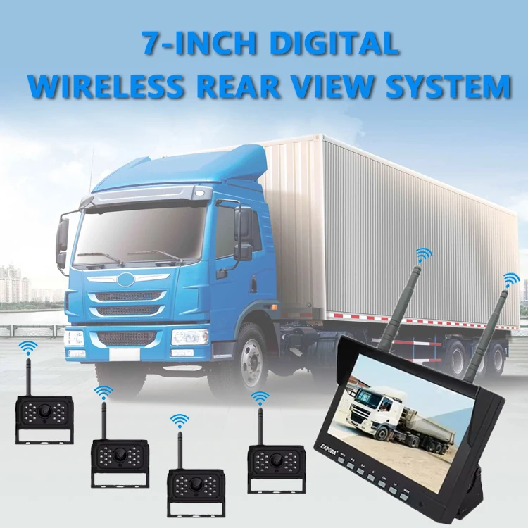 Factory Directly Selling Wireless 7 inch Reverse Backup Lcd monitor And Camera 4 Channel Truck Camera for Car Truck