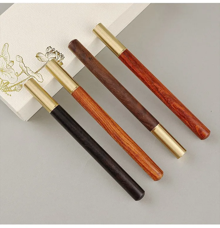 High-end mahogany Ebony Brass signature pen Creative Mahogany Custom neutral pen Gift box Metallic brass pen