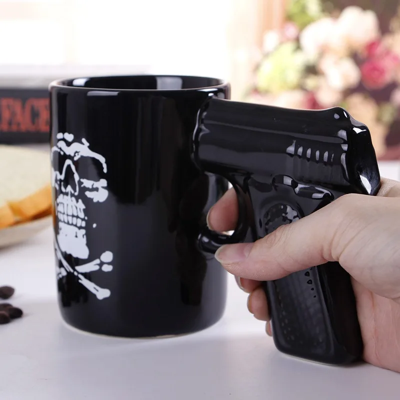 Designs Novelty Rose Gun Mug Pistol Grip Cups Creative Mugs Cafe Porcelain Ceramic Tea Coffee Travel