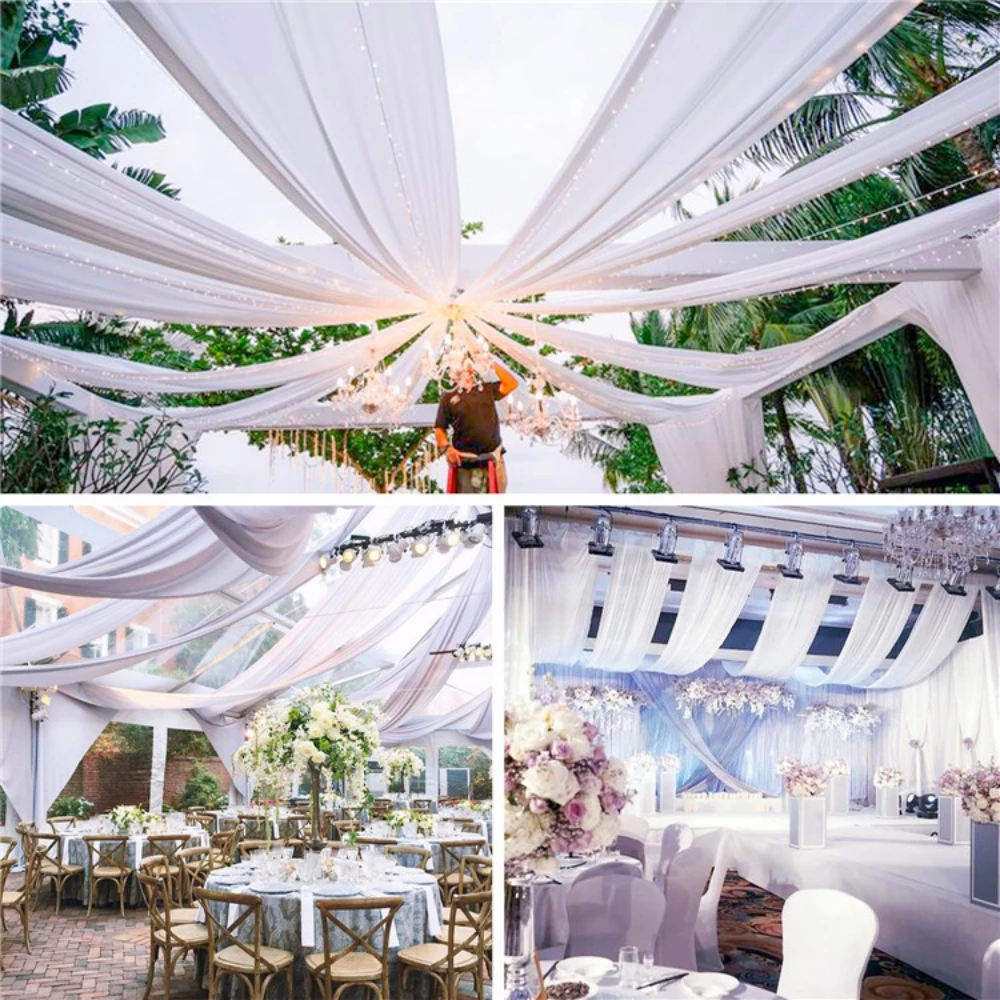 20FT x 10FT Satin Ruffle Backdrop Curtain Panel Drapes For Wedding Decoration