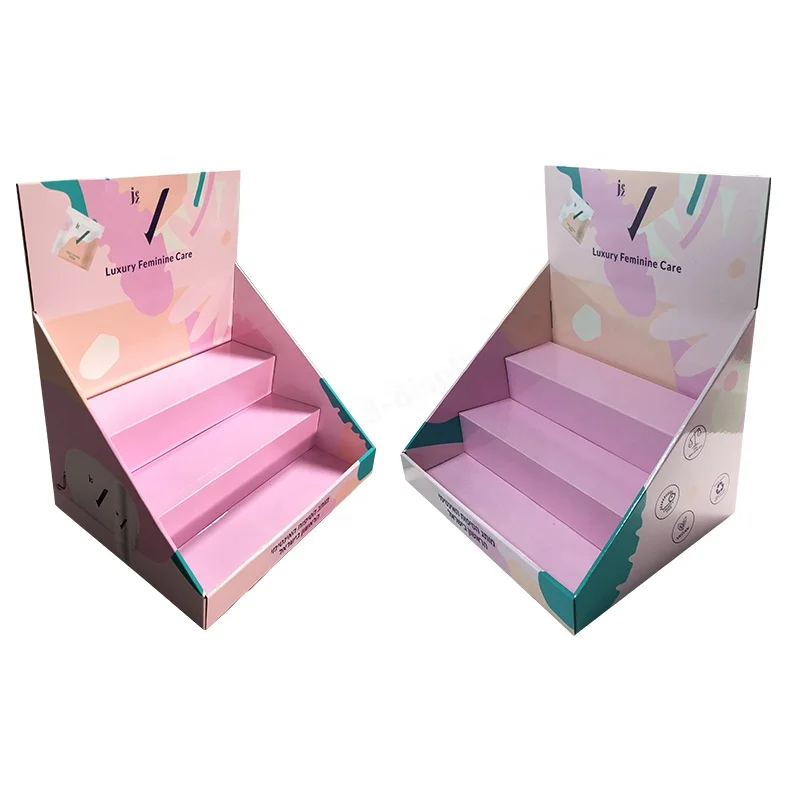 Custom Color Printing Paper Counter Display Retail Folding Cardboard Counter Display Stand