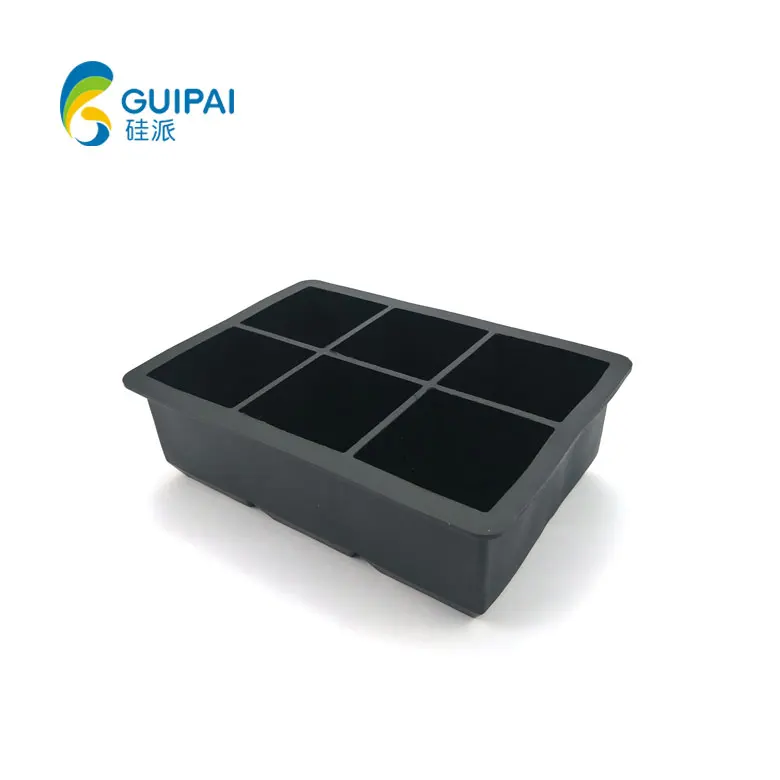 Ice tray silicone cover 6-hole hockey maker with cover 6-cell square ice cube mold set
