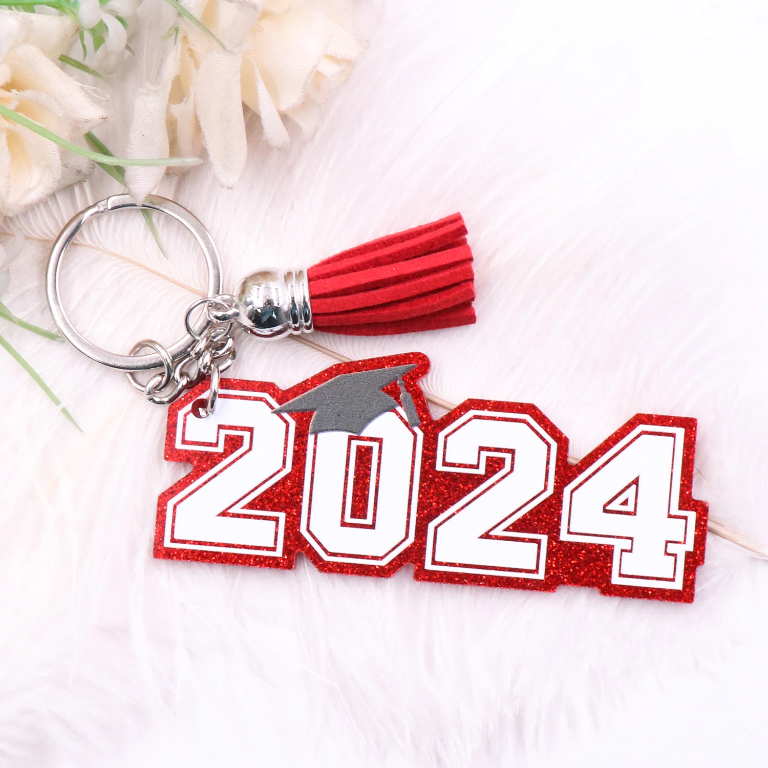 MD151KH1293  New 2024 Graduation Acrylic Keychain CN Class Stainless Steel Metal Gift Keychain with UV Printing