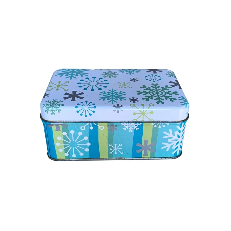 Factory Supplier Custom Snowflake Design Christmas Gift Tin For Food Cashew Nuts Cookie Chocolate Gift Packaging