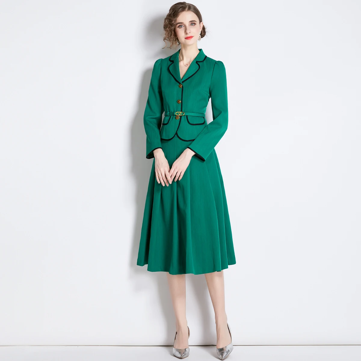 158-1920- Woman Clothes Manufacturer Wholesale Fashion Inspiration Elegant Vintage Lady Floral Evening Casual Dresses