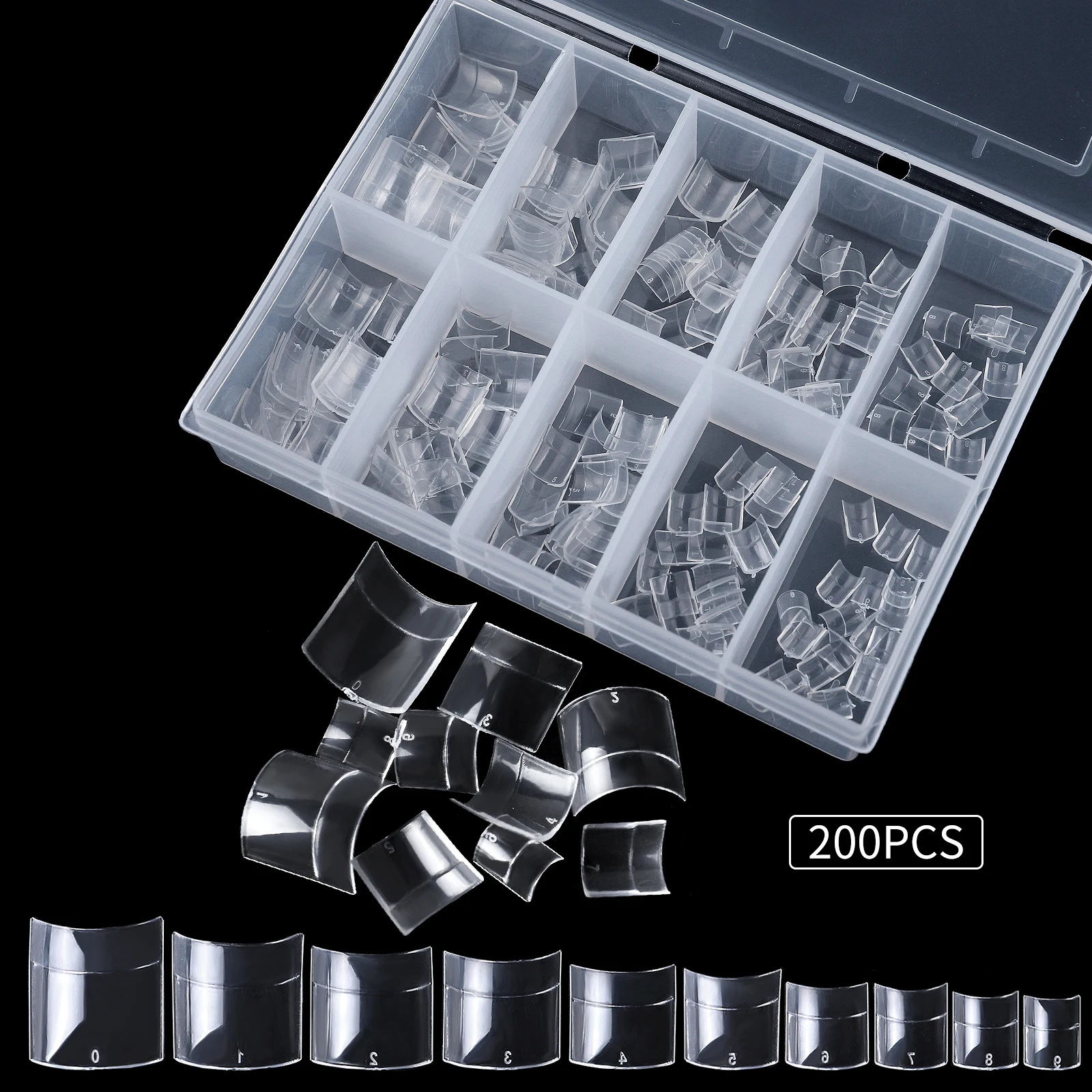 200Pcs/box Half Cover Nail Art Short False Tips French  Natural Transparent Soak Off Artificial Short Square Head Finger Tips