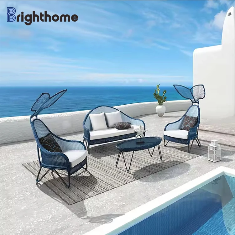Brighthome Unique Design Wicker Rattan Aluminium Outdoor Furniture Patio Set All Weather Garden Sofa