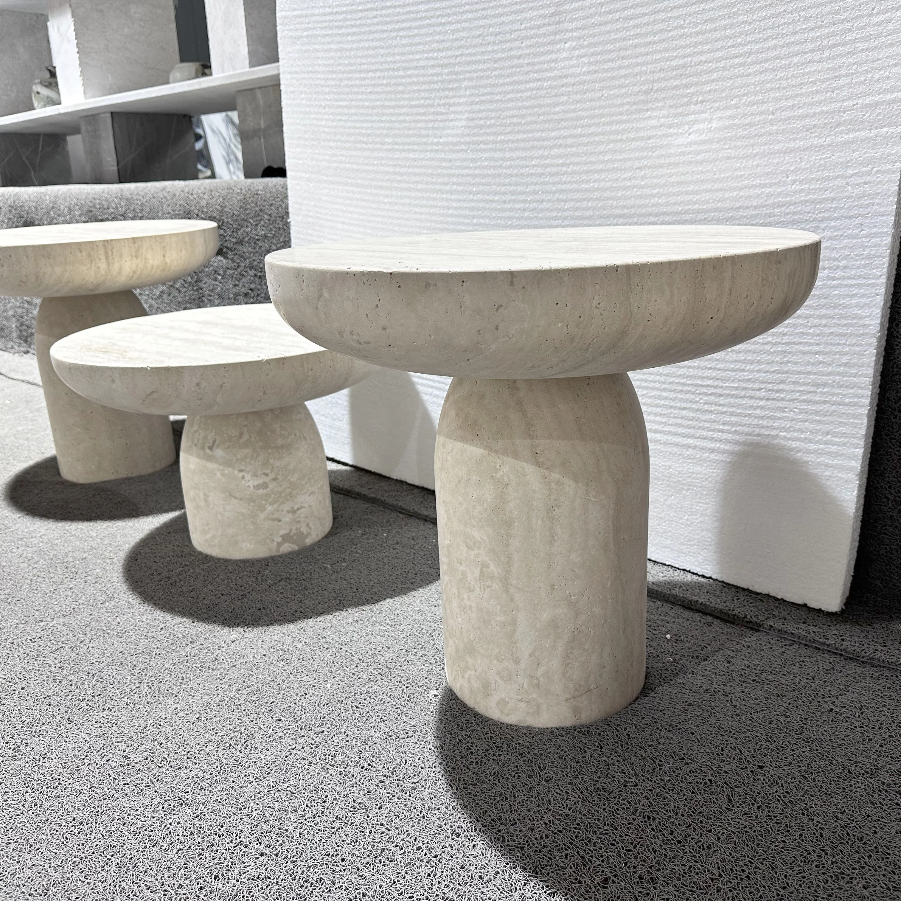 Customized Natural Stone Coffee Table Dark Yellow Travertine Marble Tray Cut-to-Size Home Decor Hallway Use Graphic Design