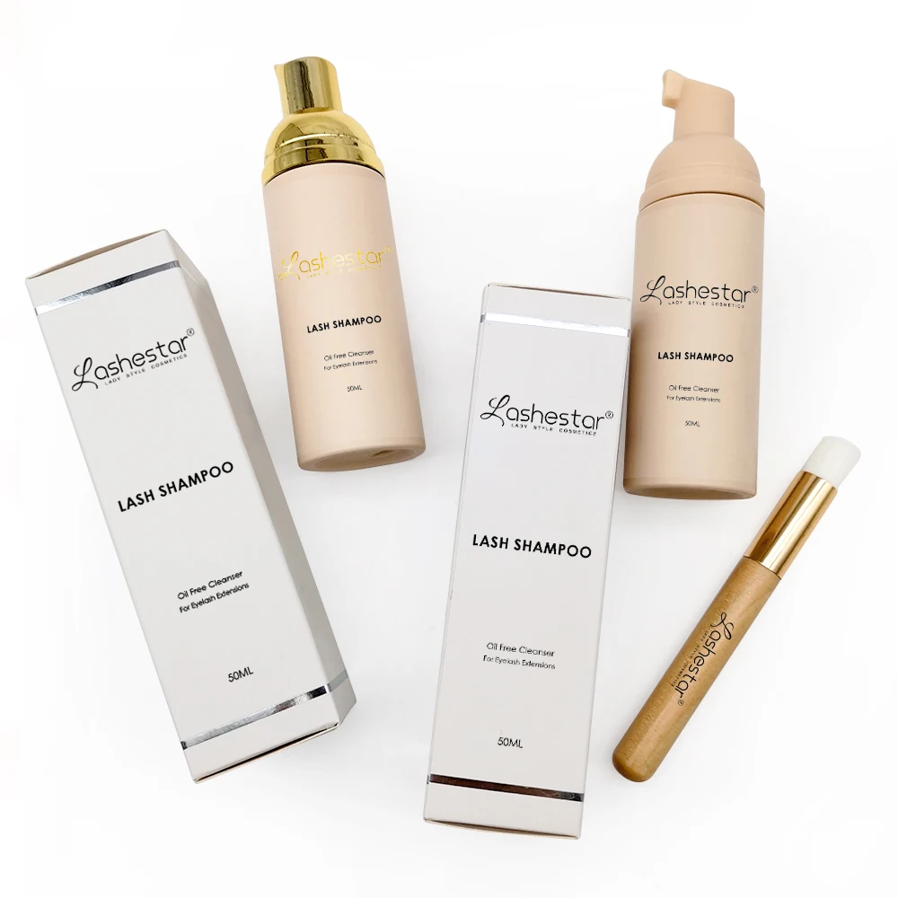 Tear Free and Vegan Friendly Private Label Lash Extension Foam Lash Shampoo With Brushes Eye Lash cleanser Eyelashes Shampoo