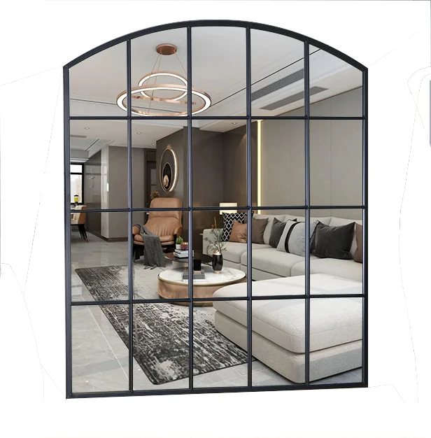 wholesale antique large iron metal frame big body decoration full length floor window pane arch mirror espejo miroir spiegel