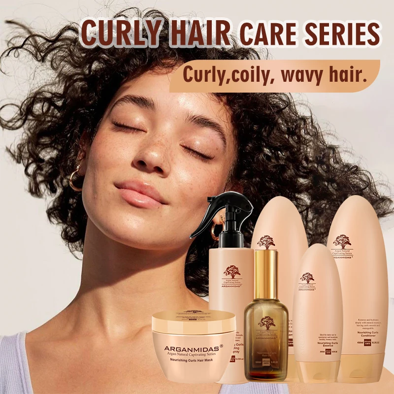 Arganmidas Curl Hair Care Sulfate Free Nourishing Moroccan Argan Oil Protein Moisturizing Hair Shampoo for Curly and Frizzy Hair