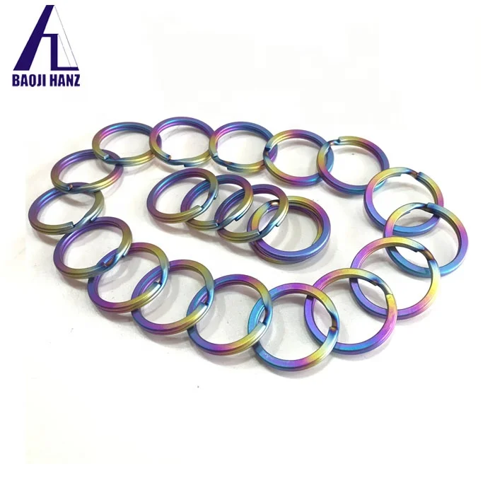 Fashionable 10mm 12mm 25mm flexible ti circular keychain titanium split key rings