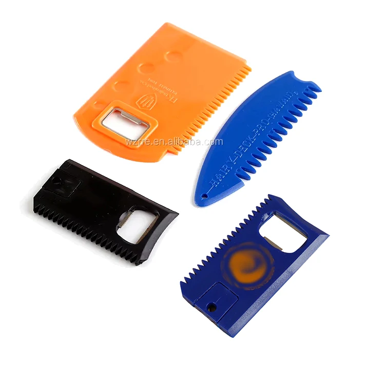 Plastic surfing surfboard wax comb with bottle opener