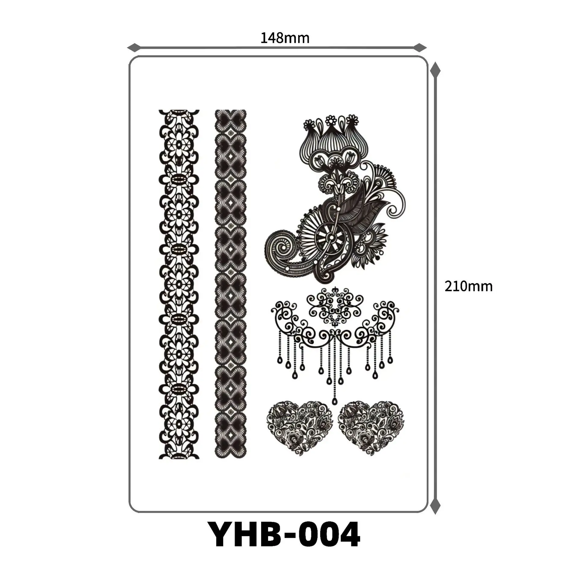 Indian Hena Geometric Temporary Tattoos For Women Adults Realistic Henna Lace Flower Fake Tattoo Sticker Leg Arm Bohemian Tatoo