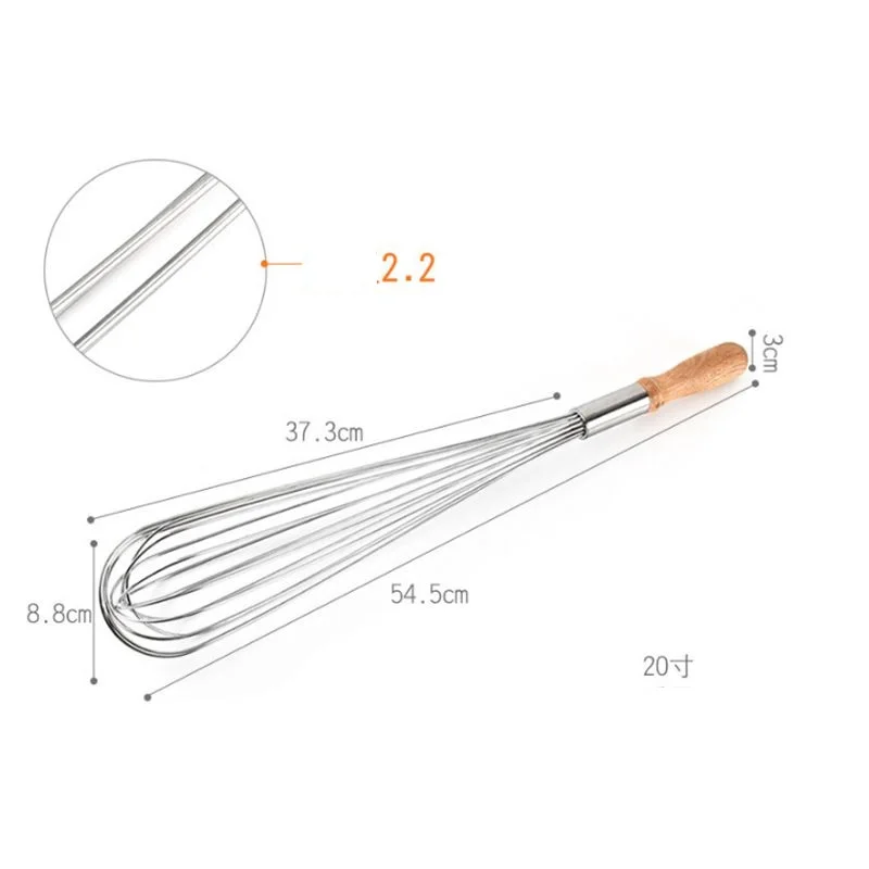 
Lixsun Factories Price 10inch 12inch 14inch 16inch 18inch 20inch Manual Hand Wooden Handle Stainless Steel Egg Whisk Egg Beater 