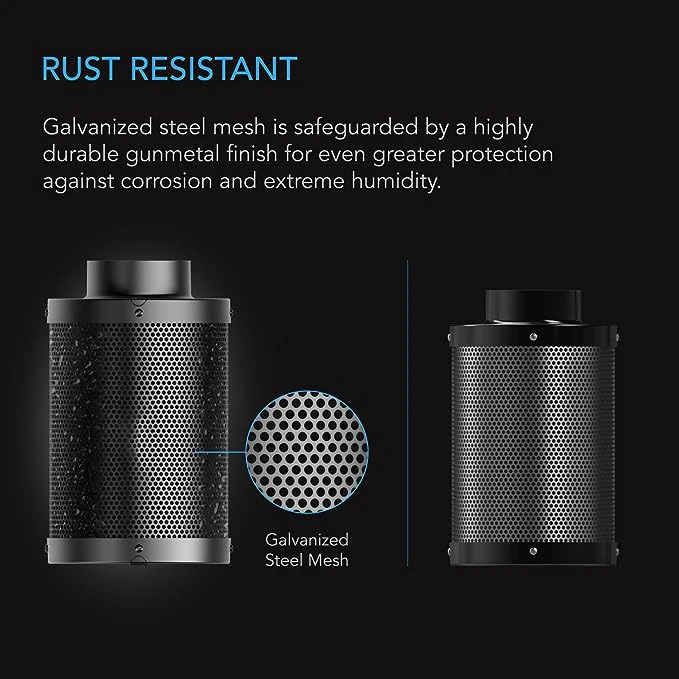 Top Australian Virgin Charcoal 4 Inch Air Carbon Filter Reversible Flange Pre filter 210 CFM Air Filtration for In-line Duct Fan