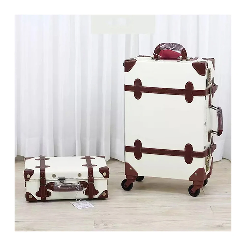 Custom Logo Denim PU Leather Travelmate Vintage Suitcase Vintage Retro Luggage