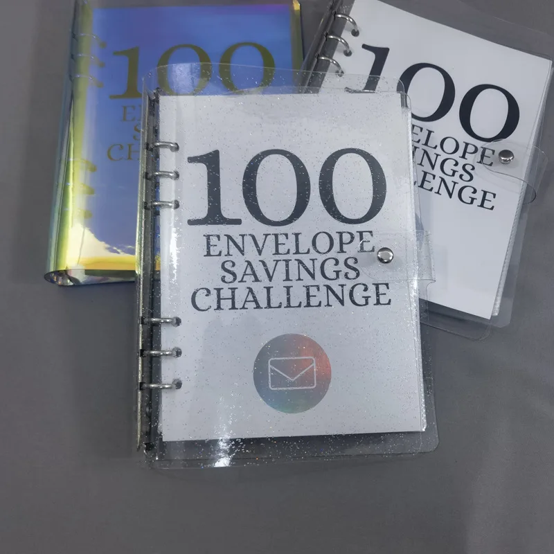pvc transparent notebook spiral binder daily planner customized budget planner 100 envelope savings challenge a5 binder