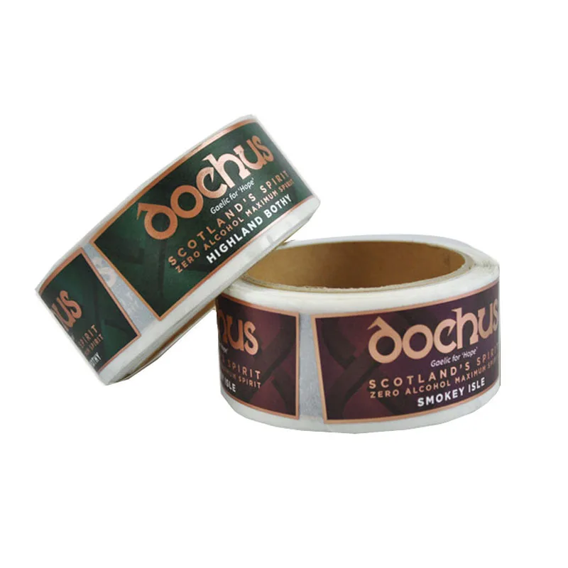 Customized Vinyl Sticker Coated Paper Gold Foil Packaging Labels For Wine Drinking Glasses Bottle