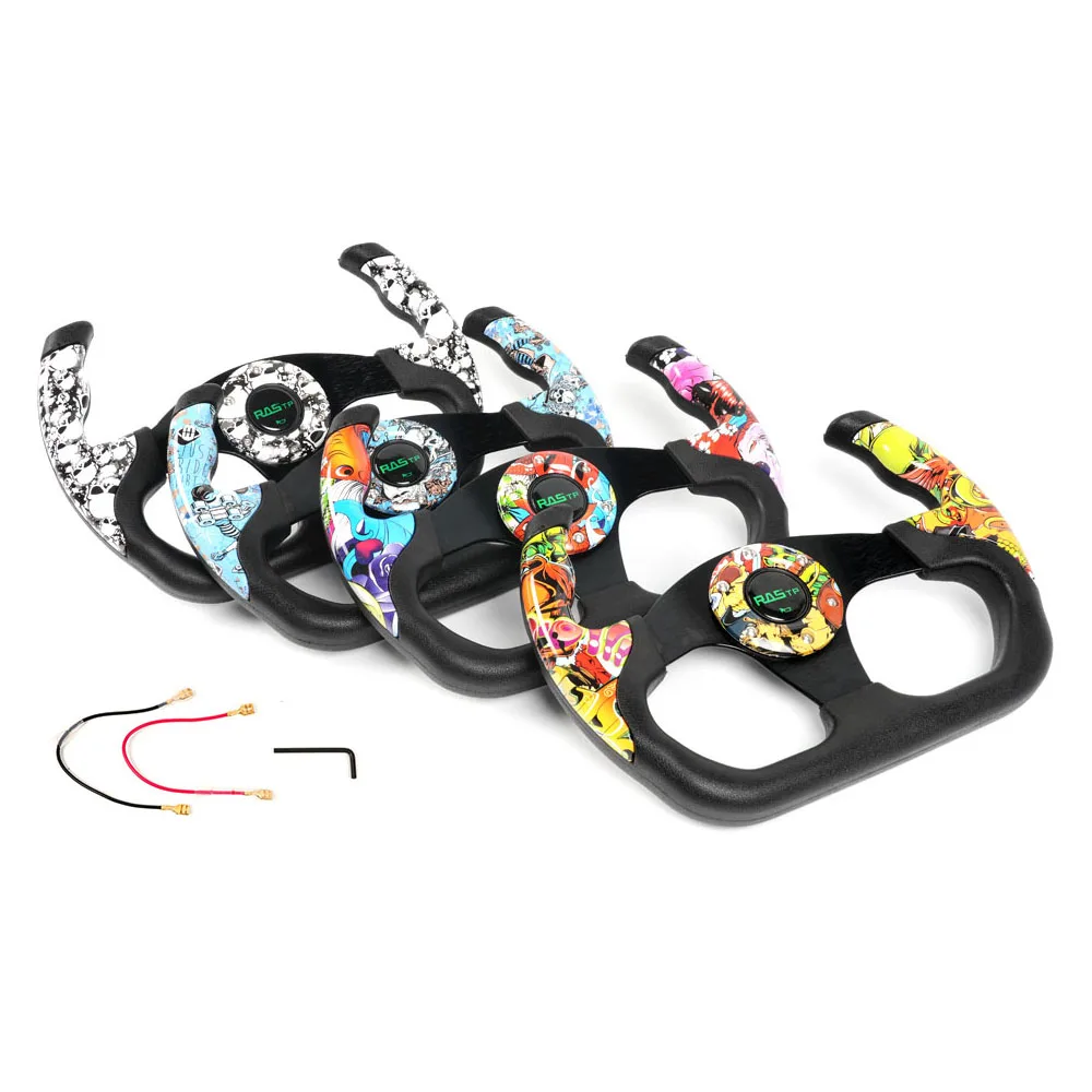 New 320mm U-shaped Aluminum Pu Sports Steering Wheel Water Transfer Racing Steering Wheel For Universal