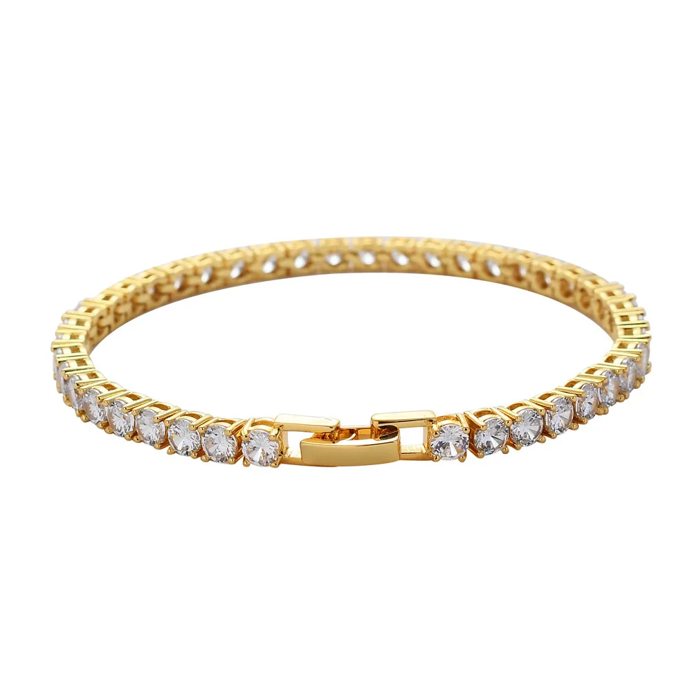 3mm Cubic Zirconia Tennis Bracelet Ladies Gold Rose Gold Silver Bracelet