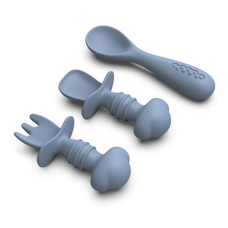 2023 New Factory OEM Bpa Free  Spoon Fork And Suction Plate Bowl Silicone Baby Tableware Feeding Weaning Baby