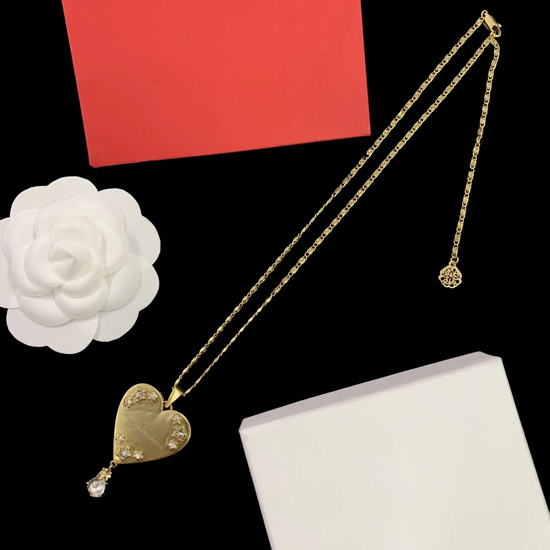 Alexanderxx McQueens New Product Direct 925 Silver Love Tassel Zircon Pendant Necklace Girlfriend Gift Jewelry
