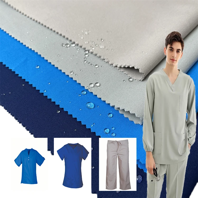 4 way stretch waterproof polyester rayon spandex scrub suit fabric pet caregiver/dental nurse  uniform sets men